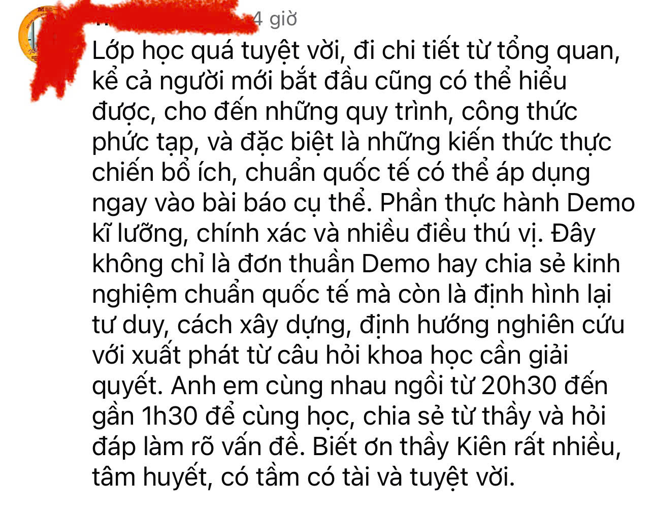 Phản hồi học viên chương trình trước 1