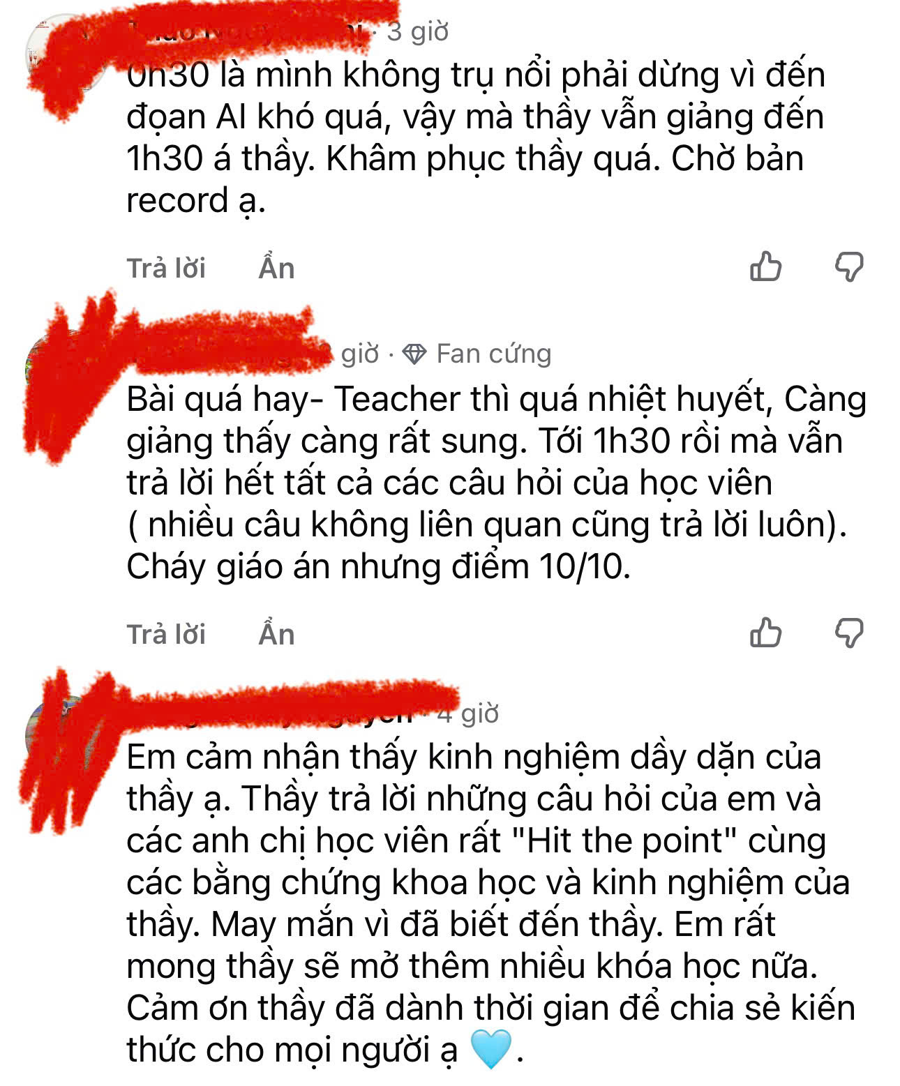 Phản hồi học viên chương trình trước 2